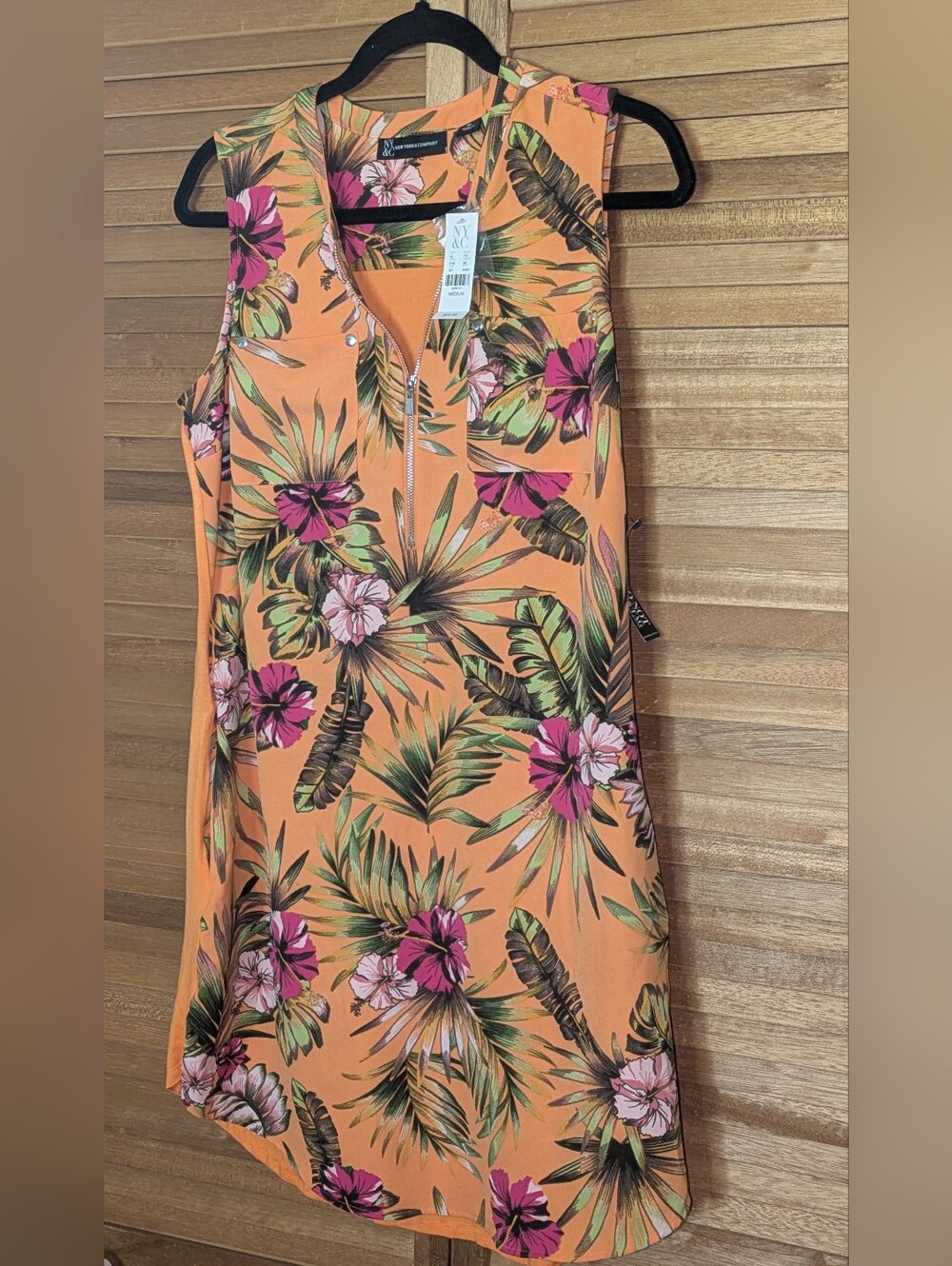 💥CLOSE OUT 💥N&C Tropical Orange Sleeveless Shift Dress NWT